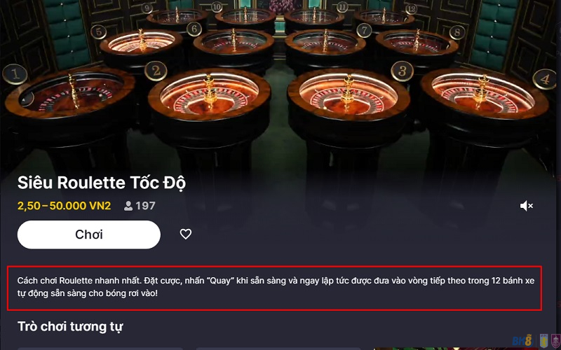 Hướng dẫn chơi game Roulette BK8 cơ bản