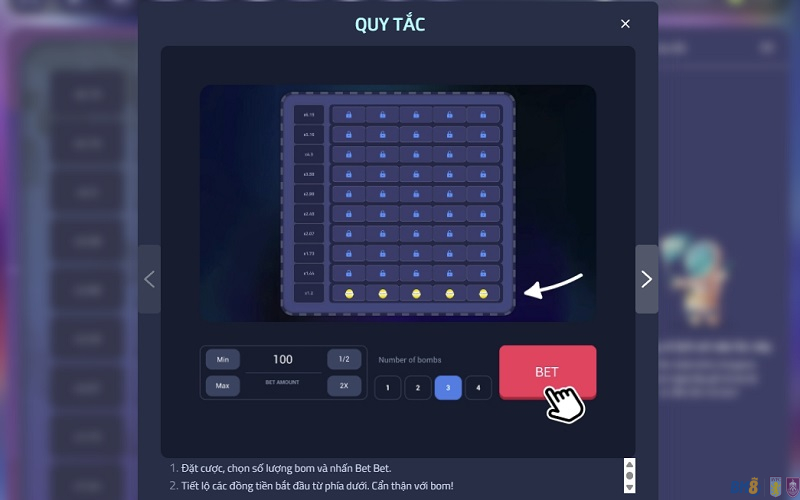 Luật chơi game Tower chi tiết nhất tại nhà cái BK8