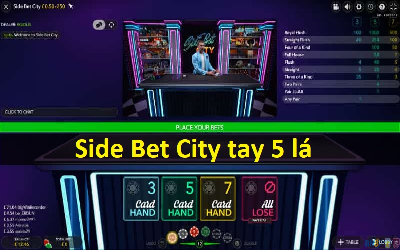 Side Bet City tay 5 lá